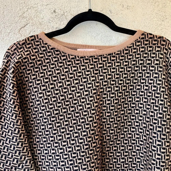Philosophy Drop Shoulder Sweater Tan Black Small - Picture 4 of 6